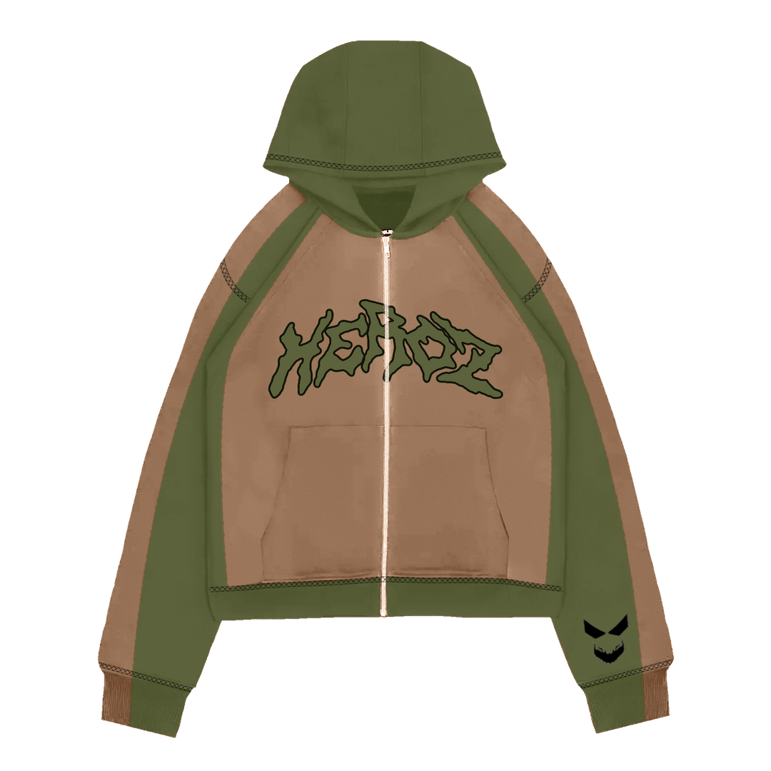 Contrast Zip Up- Olive