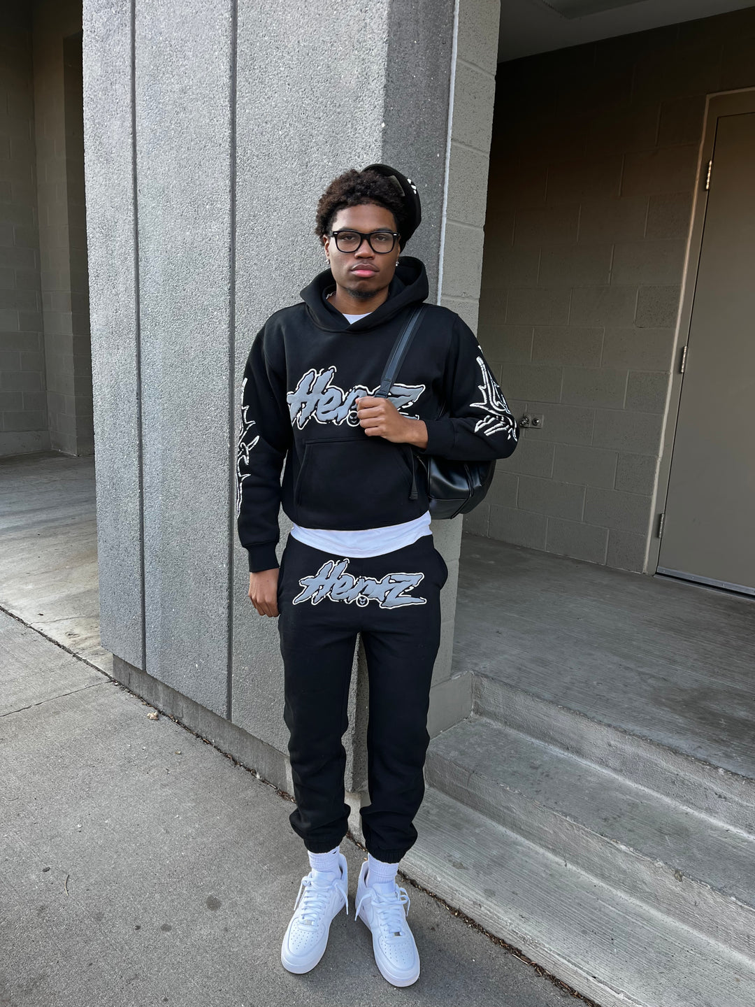 Puff Print Hoodie - Black/Gray
