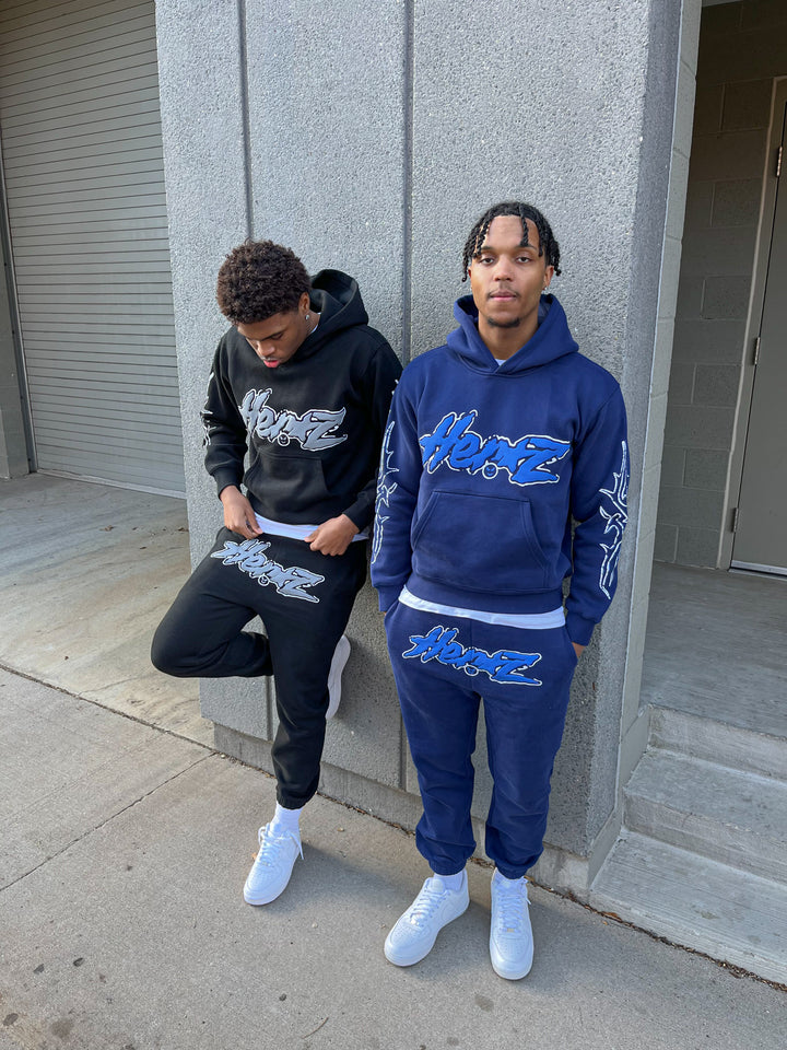 Puff Print Hoodie - Navy/Blue