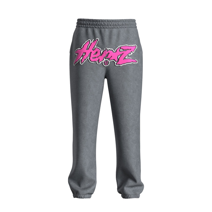 Puff Print Sweats - Gray/Pink