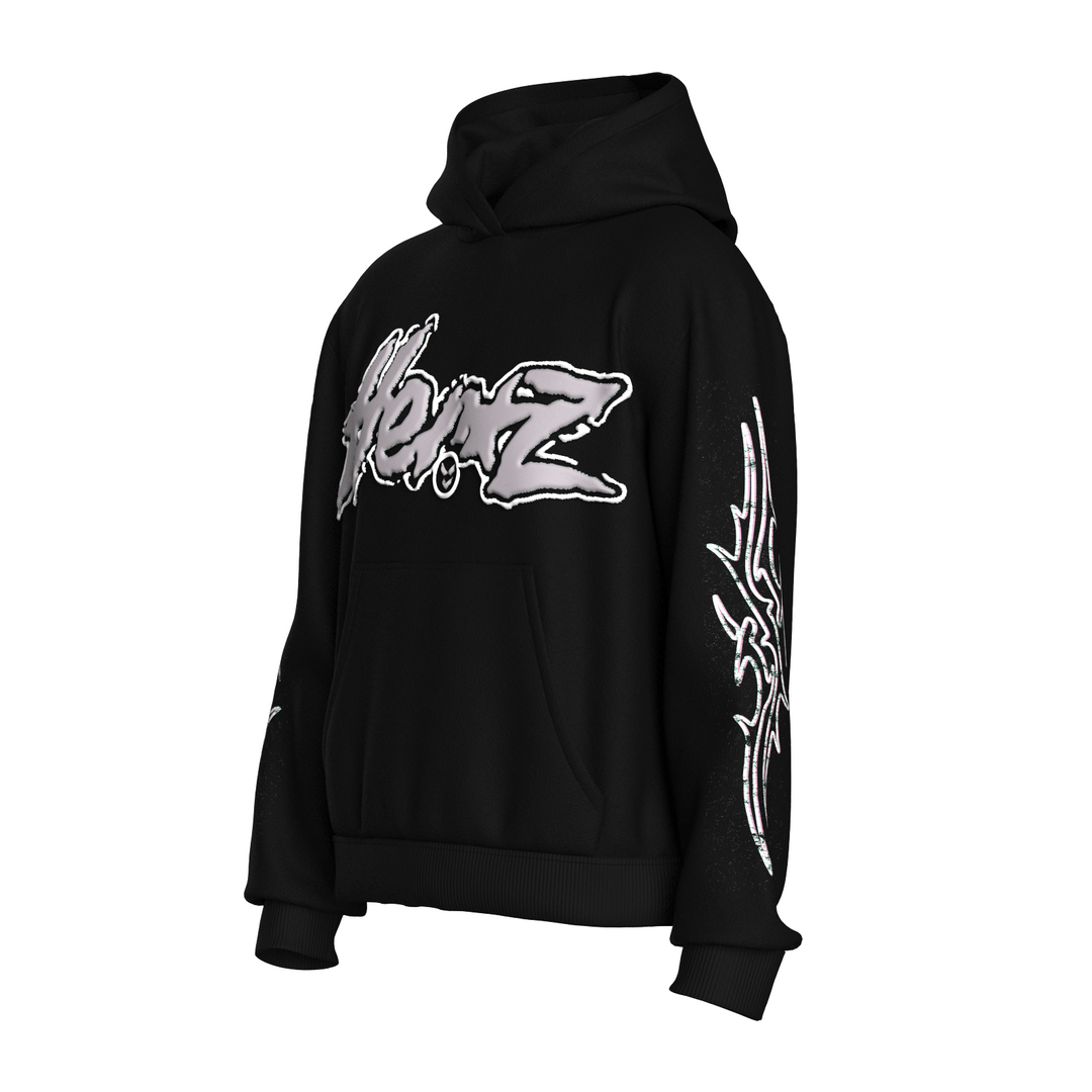 Puff Print Hoodie - Black/Gray