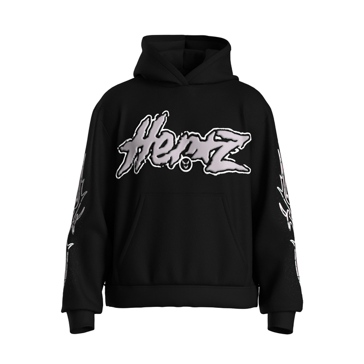 Puff Print Hoodie - Black/Gray
