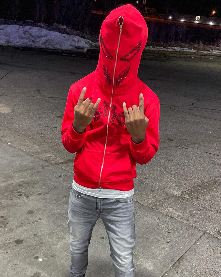 Red Rhinestone Full Zip